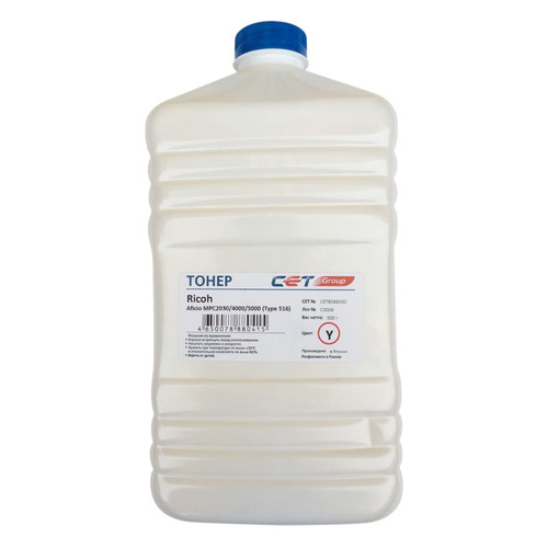 Тонер CET Type 516, для Ricoh Aficio MPC2030/4000/5000, желтый, 500грамм, бутылка