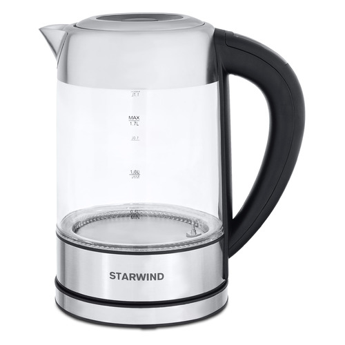 Чайник электрический StarWind SKG5213, 2200Вт, черный и серебристый