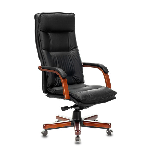 Кресло руководителя Бюрократ T-9927WALNUT, на колесиках, кожа, черный [t-9927walnut/black]