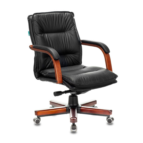 Кресло руководителя Бюрократ T-9927WALNUT-LOW, на колесиках, кожа, черный [t-9927walnut-low/bl]