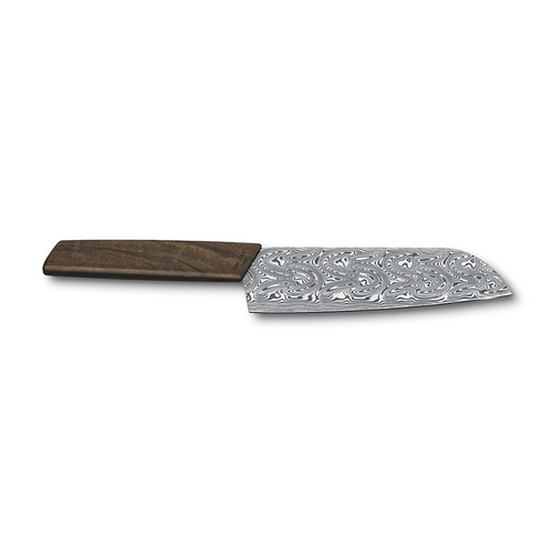 Нож кухонный Victorinox Swiss Modern Santoku Damast, сантоку, 170мм, заточка прямая, стальной, коричневый [6.9050.17j20]