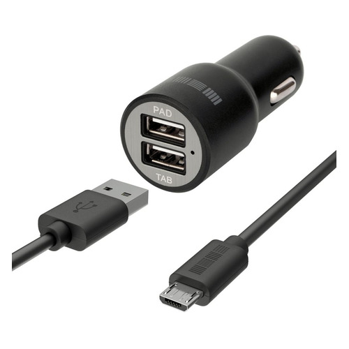 Автомобильное зарядное устройство Interstep 31397, 2xUSB, microUSB, 2.4A, черный [is-cc-micro2krt-000b201]