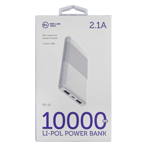 Внешний аккумулятор (Power Bank) Redline RP-21, 10000мAч, белый [ут000019293]