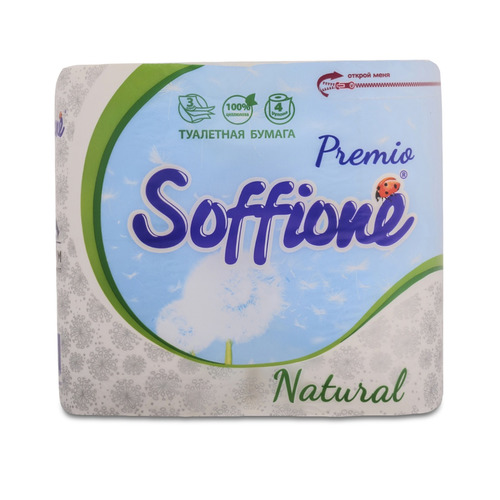 Бумага туалетная SOFFIONE Premio, 3-х слойная, 4шт