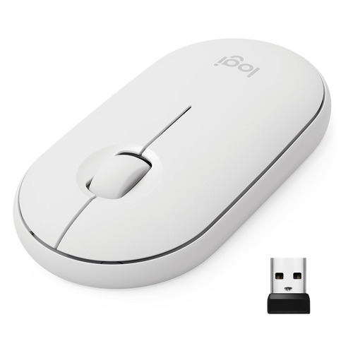 Мышь Logitech Pebble M350, оптическая, беспроводная, USB, белый [910-005716]
