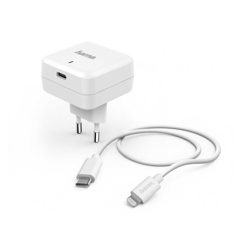 Сетевое зарядное устройство HAMA H-183316, USB type-C, 8-pin Lightning (Apple), 3A, белый [00183316]