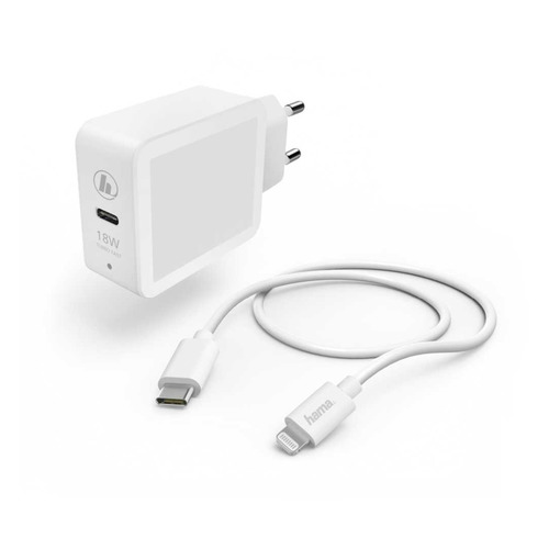 Сетевое зарядное устройство HAMA H-188330, USB type-C, 8-pin Lightning (Apple), 3A, белый [00188330]