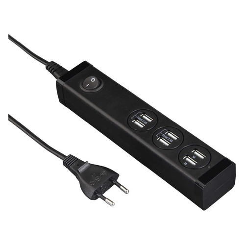 Сетевое зарядное устройство HAMA H-121966, 6xUSB, 6.8A, черный [00121966]