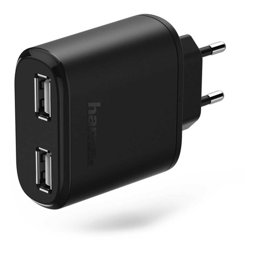 Сетевое зарядное устройство HAMA H-173608, 2xUSB, 2.4A, черный [00173608]