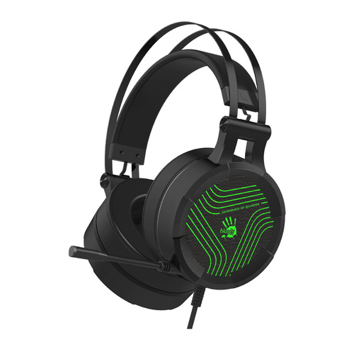 Гарнитура игровая A4TECH Bloody G530S, для компьютера, мониторные, черный / зеленый