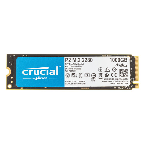 SSD накопитель Crucial P2 CT1000P2SSD8 1ТБ, M.2 2280, PCI-E x4, NVMe