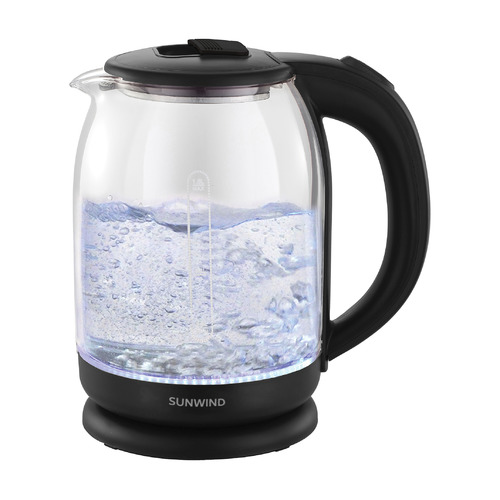 Чайник электрический SUNWIND SUN-K-002, 1500Вт, прозрачный и черный