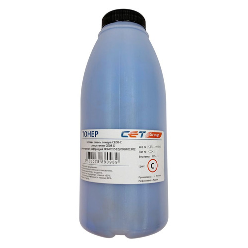 Тонер CET CE08-C/CE08-D, для Xerox AltaLink C8045/8030/8035; WorkCentre 7830, голубой, 360грамм, бутылка, девелопер
