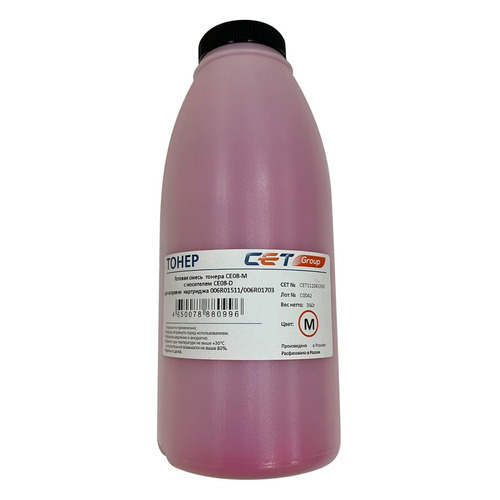 Тонер CET CE08-M/CE08-D, для Xerox AltaLink C8045/8030/8035; WorkCentre 7830, пурпурный, 360грамм, бутылка, девелопер