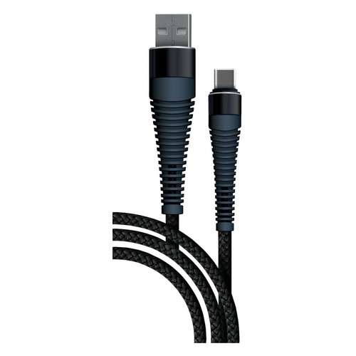 Кабель BORASCO Fishbone, USB Type-C (m) - USB (m), 1м, в оплетке, 3A, черный [38503]