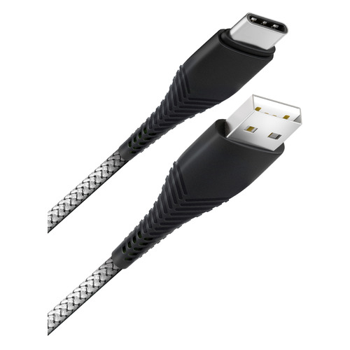 Кабель BORASCO Fishbone, USB Type-C (m) - USB (m), 1м, в оплетке, 3A, серый [38504]
