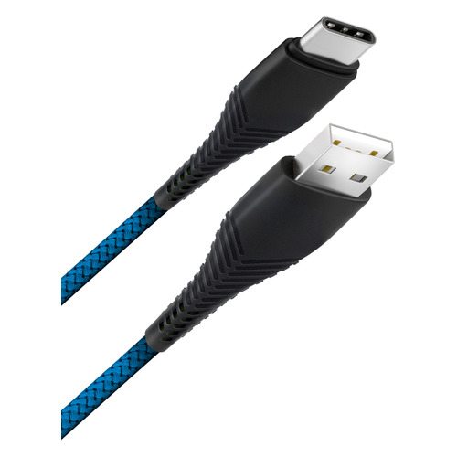 Кабель BORASCO Fishbone, USB Type-C (m) - USB (m), 1м, в оплетке, 3A, синий [38505]