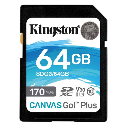 Карта памяти SDXC UHS-I U3 Kingston Canvas Go! Plus 64 ГБ, 170 МБ/с, Class 10, SDG3/64GB, 1 шт