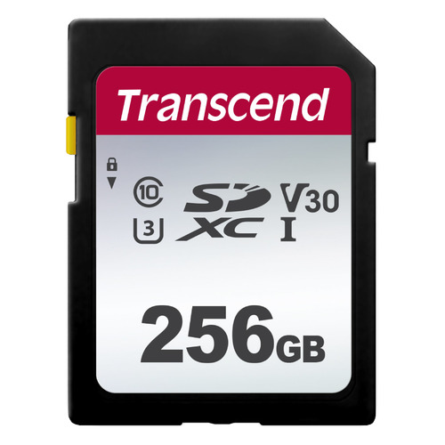 Карта памяти SDXC UHS-I U3 Transcend 256 ГБ, 100 МБ/с, Class 10, TS256GSDC300S, 1 шт