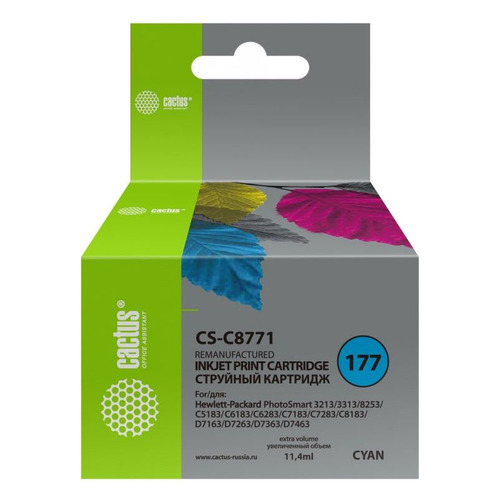 Картридж Cactus CS-C8771, №177, голубой / CS-C8771
