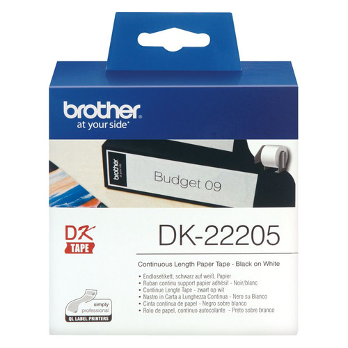 Картридж Brother DK22205, 62мм, черный шрифт, белый фон, 30.48м ( DK22205
