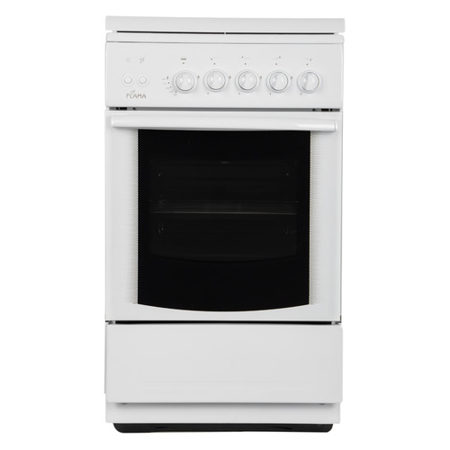 Газовая плита Flama FG 24210 W, газовая духовка, стеклянная крышка, чугун, белый