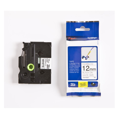 Картридж Brother TZEFX231, 12мм, черный шрифт, белый фон, 8м ( TZEFX231