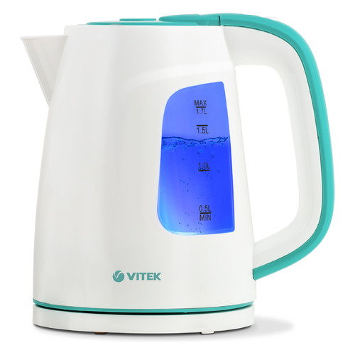 Чайник электрический Vitek VT-7022, 2200Вт, белый и бирюзовый