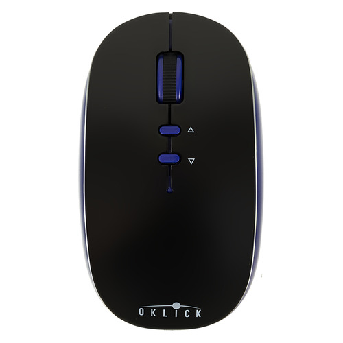 Мышь Oklick 595MB, оптическая, беспроводная, USB, черный и синий [352690]