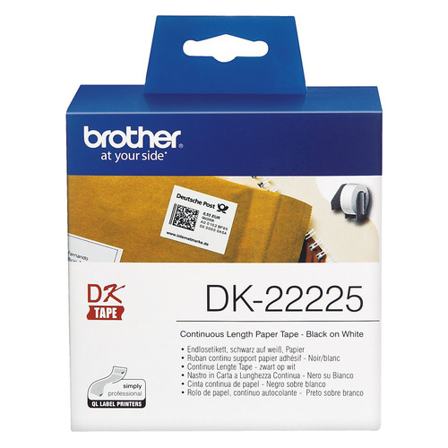 Картридж Brother DK22225, 38мм, черный шрифт, белый фон, 30.5м ( DK22225