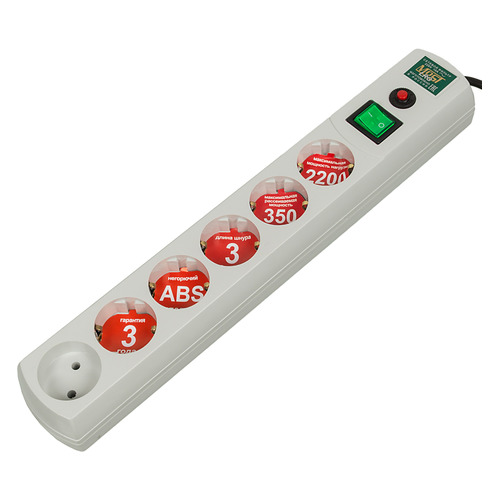 Сетевой фильтр Most LRG, 3м, белый [lrg 6-3wt]