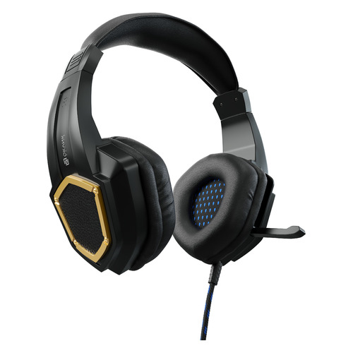 Гарнитура игровая Oklick HS-L310G Guardian, для компьютера, мониторные, черный / золотистый [359483]