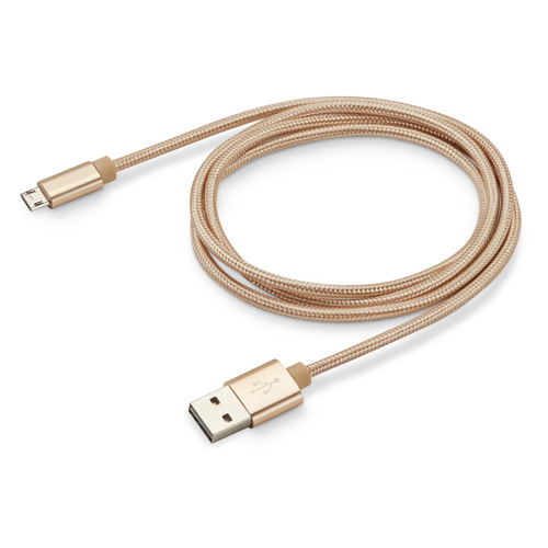 Кабель Buro Reversible Braided, micro USB (m) - USB (m), 1м, 2.4A, золотистый [bhp microusb 1m braided]