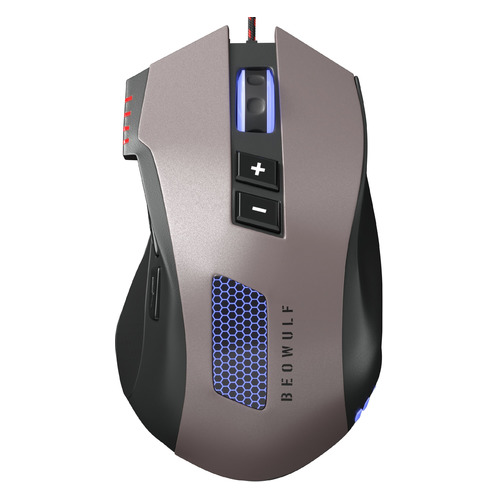 Мышь Oklick 805G V2 BEOWULF, игровая, оптическая, проводная, USB, черный и серебристый [393122]
