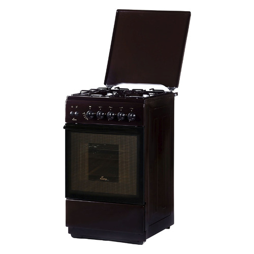 Газовая плита Flama FG 2426 B, газовая духовка, металлическая крышка, эмаль, коричневый [fg 2426 w/в]