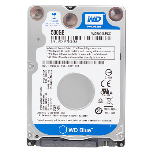 Жесткий диск WD Blue WD5000LPCX, 500ГБ, HDD, SATA III, 2.5"