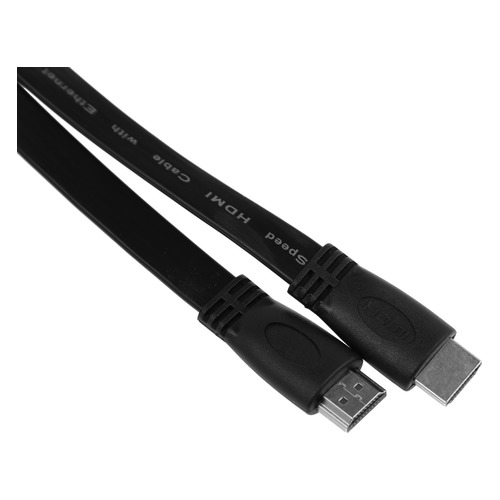 Кабель аудио-видео High Speed ver.1.4 Flat, HDMI (m) - HDMI (m) , ver 1.4, 1м, GOLD, FLAT, черный