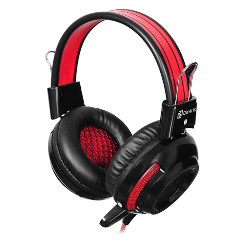 Гарнитура игровая Oklick HS-G300 ARMAGEDDON, для компьютера, мониторные, черный / красный [337457]