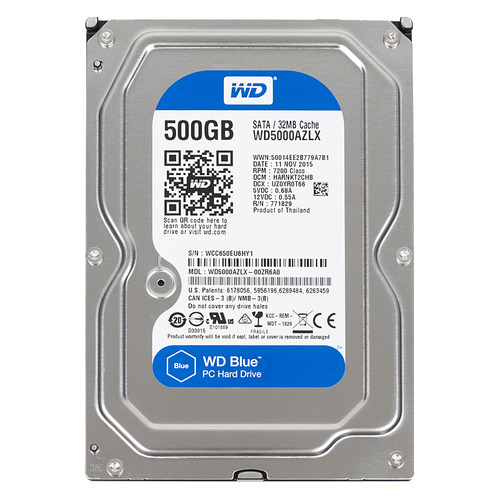 Жесткий диск WD Blue WD5000AZLX, 500ГБ, HDD, SATA III, 3.5"