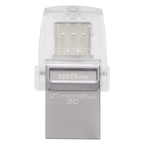 Флешка USB Kingston DataTraveler microDuo 128ГБ, USB3.1, серебристый [dtduo3c/128gb]