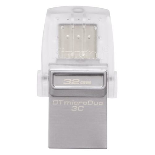Флешка USB Kingston DataTraveler microDuo 32ГБ, USB3.0, серебристый [dtduo3c/32gb]