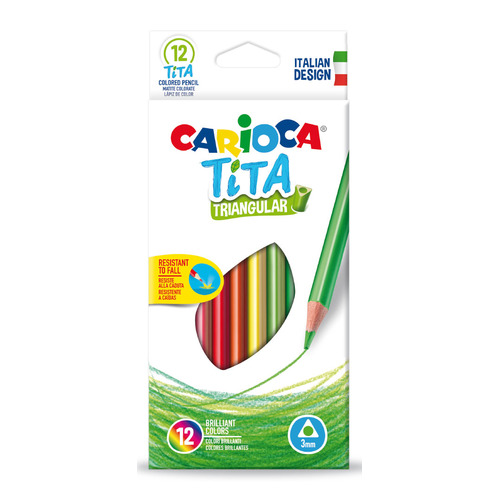 Карандаши Carioca TITA 42786, трехгранный, пластик, 12 цв., коробка европодвес 12 шт./кор