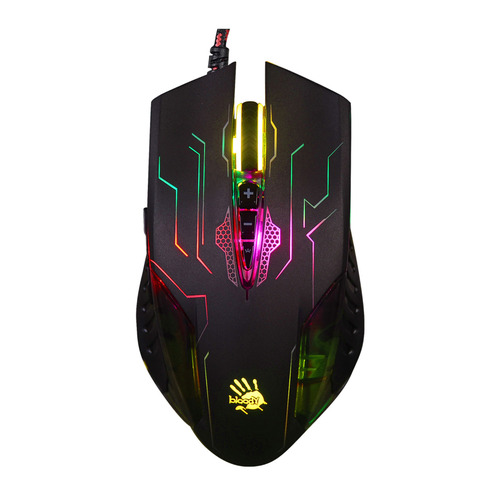 Мышь A4TECH Bloody Q51, игровая, оптическая, проводная, USB, черный и рисунок