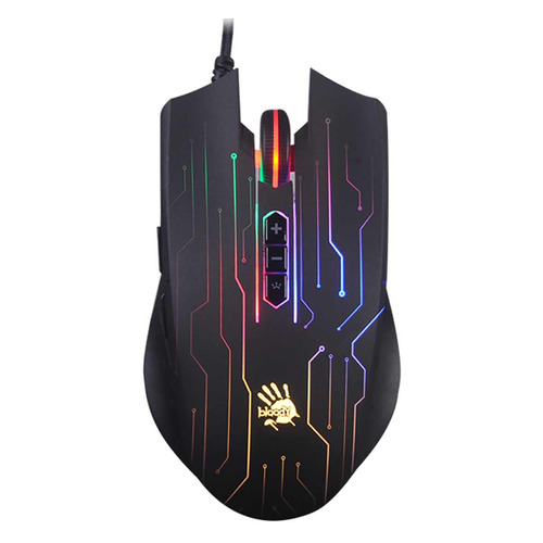 Мышь A4TECH Bloody Q82, игровая, оптическая, проводная, USB, черный и рисунок