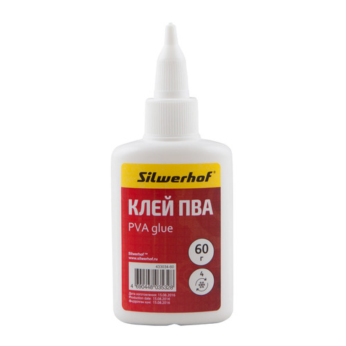 Клей ПВА (упаковка) Silwerhof 433034-60 433034-60, 60грамм 100 шт./кор