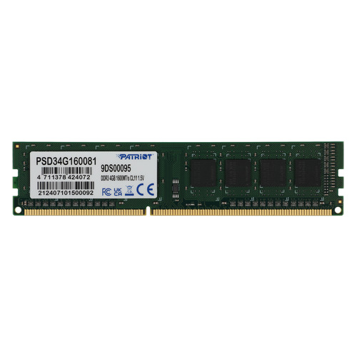 Модуль памяти Patriot PSD34G160081 DDR3 - 4ГБ 1600, DIMM, Ret