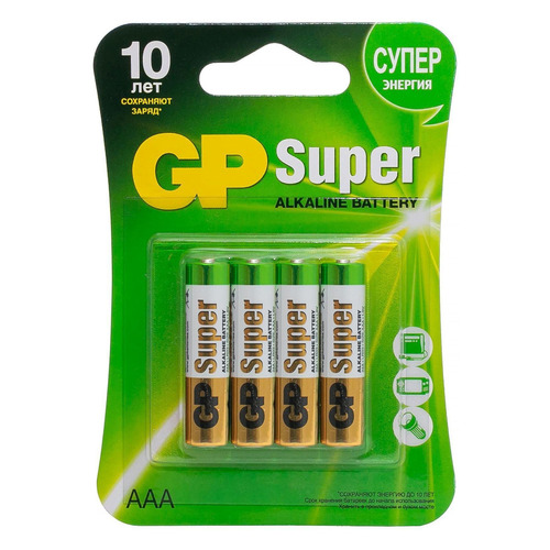 AAA Батарейка GP Super Alkaline 24A LR03, 4 шт