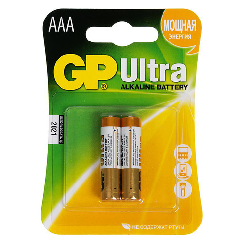 AAA Батарейка GP Ultra Alkaline 24AU LR03, 2 шт