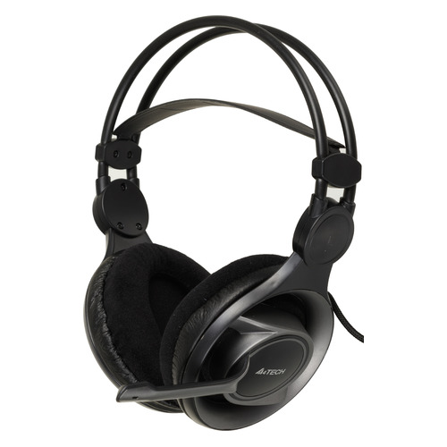Гарнитура игровая A4TECH HS-100, для компьютера, мониторные, черный / серый