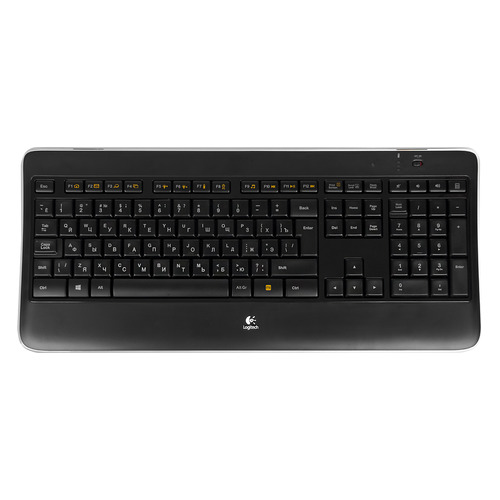 Клавиатура Logitech Illuminated Keyboard K800, USB, Радиоканал, c подставкой для запястий, черный [920-002395]